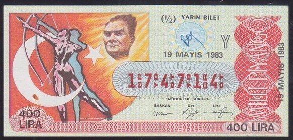 1983 19 MAYIS YARIM  BİLET -  Y SERİSİ