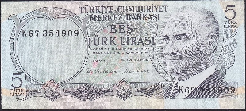 6.Emisyon 2.Tertip 5 Lira K67 354909 Çil