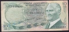 6.Emisyon 2.Tertip 10 Lira J72 046692 Çok Temiz+