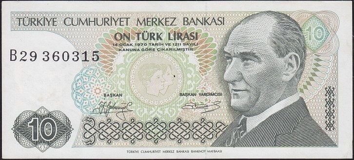 7.Emisyon 1.Tertip 10 Lira B29 360315 Çilaltı Kısa Kaş