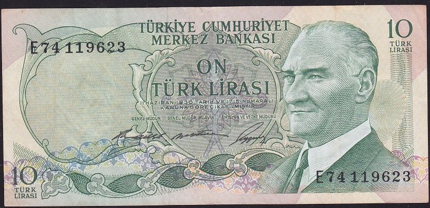 6.Emisyon 1.Tertip 10 Lira E74 119623 Çok Temiz+