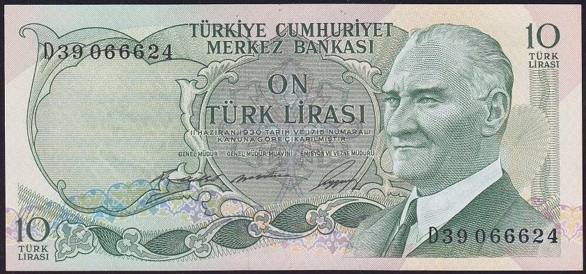 6.Emisyon 1.Tertip 10 Lira D39 066624 Çil