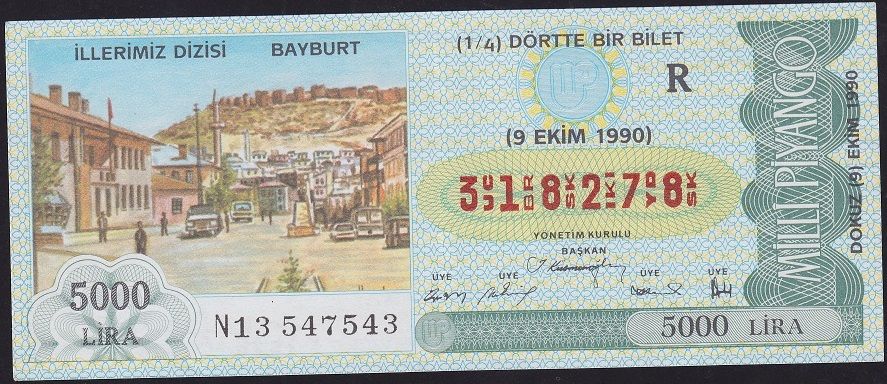 1990 9 Ekim Çeyrek Bilet - R Serisi