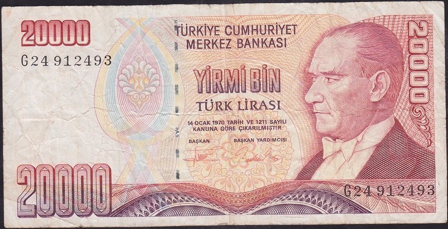 7.Emisyon 2.Tertip 20000 Lira G24 912493 Temiz