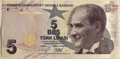 9.Emisyon 6.Tertip 5 Lira F168 9692xx Çil