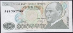 7.Emisyon 1.Tertip 10 Lira A89 392788 Çil