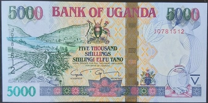 Uganda 5000 Şiling 2009 Çilaltı Çil Pick 44c