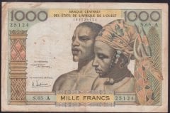 Batı Afrika Devletleri 1000 Frank 1959 -1981 Çok Temiz+ ( Fildişi Sahili ) Pick 103A/f