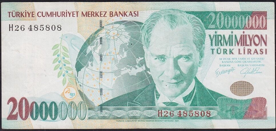 7.Emisyon 20 000 000 Lira H26 485808 Çok Temiz