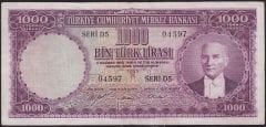 5.Emisyon 1.Tertip 1000 Lira D5 04597 Çok Temiz+