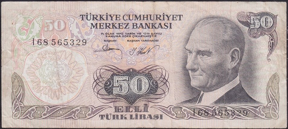 6.Emisyon 2.Tertip 50 Lira I68 565329 Çok Temiz