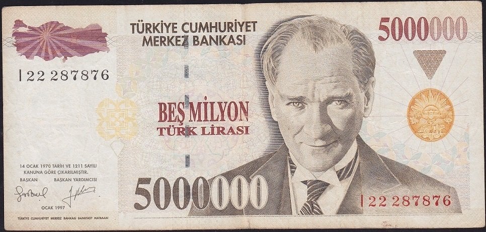 7.Emisyon 5 000 000 Lira I22 287876 Çok Temiz