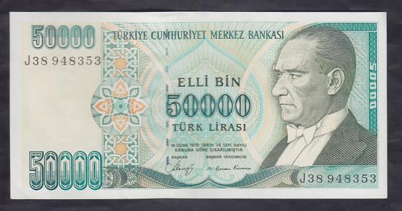 7.EMİSYON 1.TERTİP 50000 LİRA J38 948353 ÇİLALTI