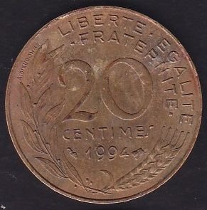 Fransa 20 Centimes 1994B