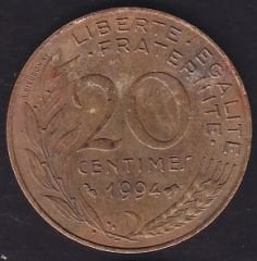 Fransa 20 Centimes 1994B