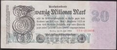 Almanya 20 Milyon Mark 1923 Çok Çok Temiz+