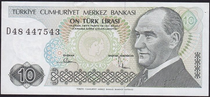 7.Emisyon 2.Tertip 10 Lira D48 447543 Çok Çok Temiz+