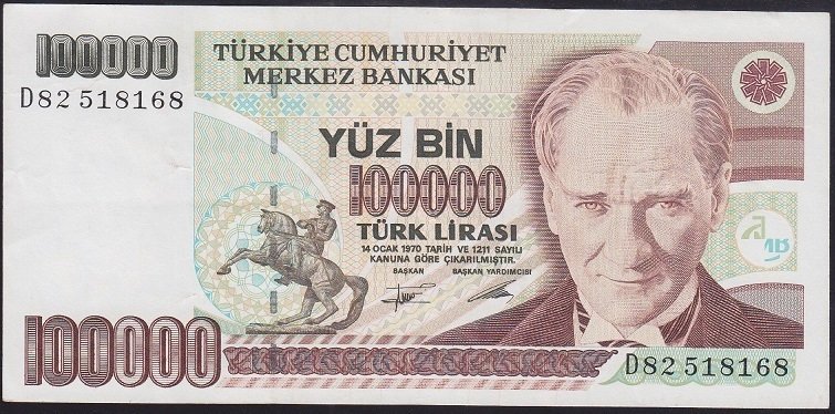 7.EMİSYON 2.TERTİP 100000 LİRA D82 518168 ÇÇT +