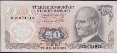 6.Emisyon 1.Tertip 50 Lira B82 034944 Çok Çok Temiz+