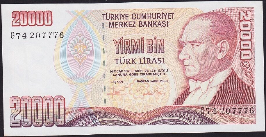 7.Emisyon 2.Tertip 20000 Lira G74 207776 Çilaltı