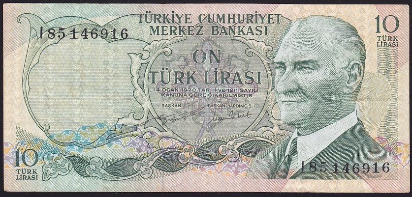 6.Emisyon 2.Tertip 10 Lira I85 146916 Çok temiz+