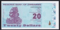 Zimbabwe 20 Dolar 2009 ÇİL Pick 95