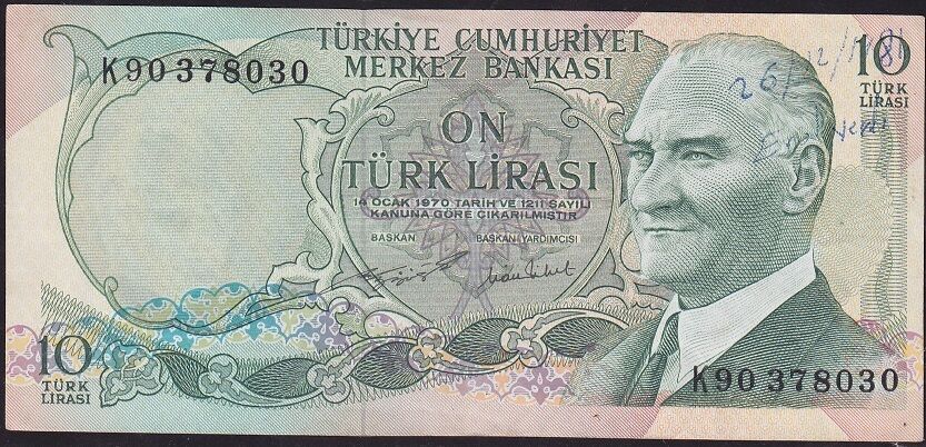 6.Emisyon 2.Tertip 10 Lira K90 378030 Çok Çok Temiz