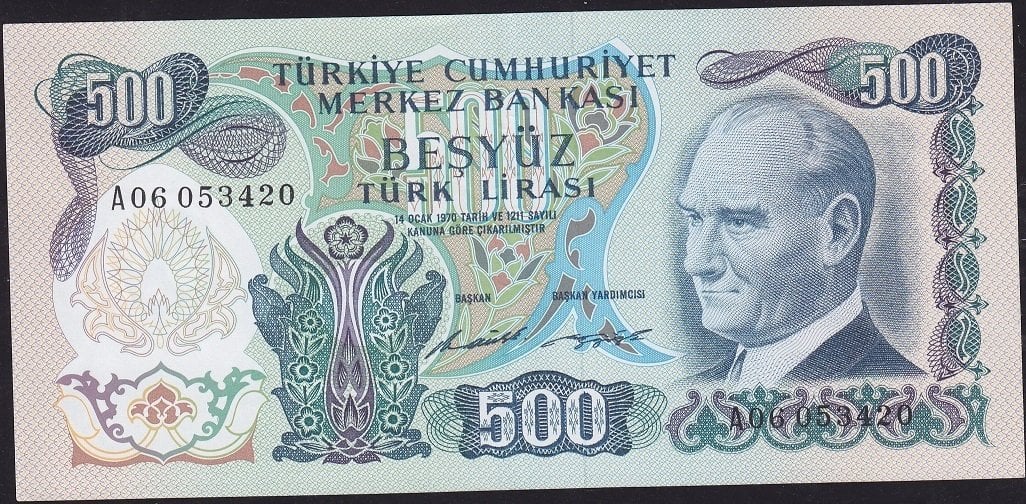 6.Emisyon 1.Tertip 500 Lira A06 053420 Çilaltı