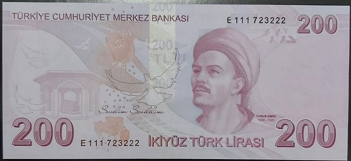 9.Emisyon 5.Tertip 200 Lira E111 723 222 Çil