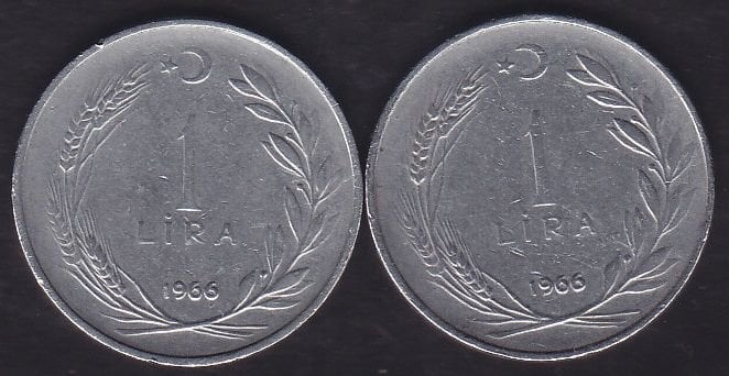 1966 Yılı 1 Lira (Ters Düz Takım)