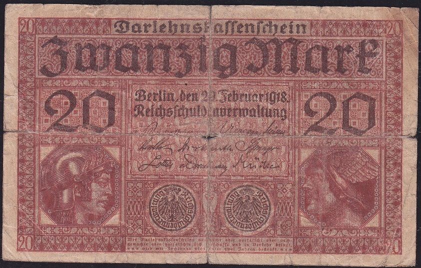 Almanya 20 Mark 1918 Temiz