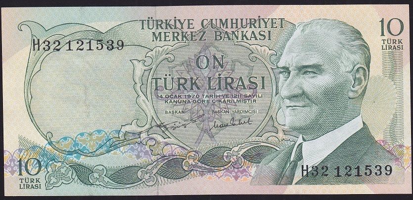 6.Emisyon 2.Tertip 10 Lira H32 121539 Çilaltı Çil