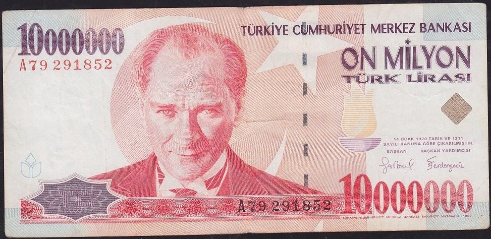 7.Emisyon 10 000 000 Lira A79 291852 Çok Temiz