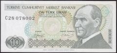 7.Emisyon 1.Tertip 10 Lira C28 078002 Çilaltı Çil