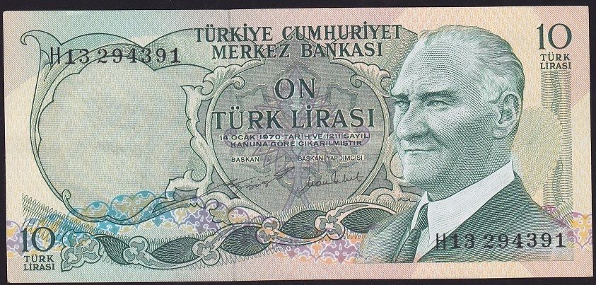 6.Emisyon 2.Tertip 10 Lira H13 294391 Çilaltı Çil