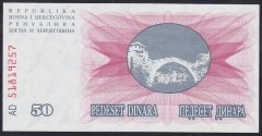 Bosna Hersek 50000 Dinar 1992 Çil ( Kırmızı ) Pick 55d