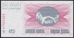 Bosna Hersek 50 Dinar 1992 Çil Pick 12