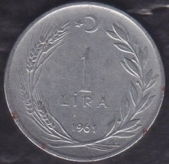 1961 Yılı 1 Lira Ters