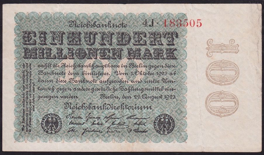Almanya 100 Mark 1923 Çok Temiz