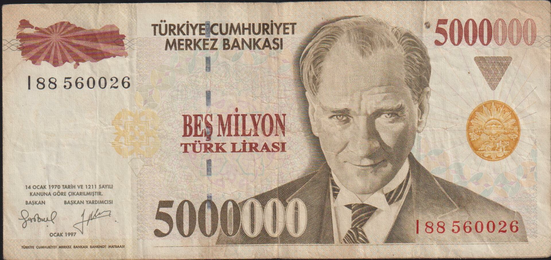 7.Emisyon 5 000 000 Lira I88 560026 Çok Temiz