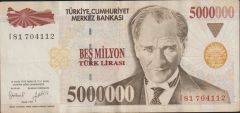 7.Emisyon 5 000 000 Lira I81 704112 Çok Temiz+