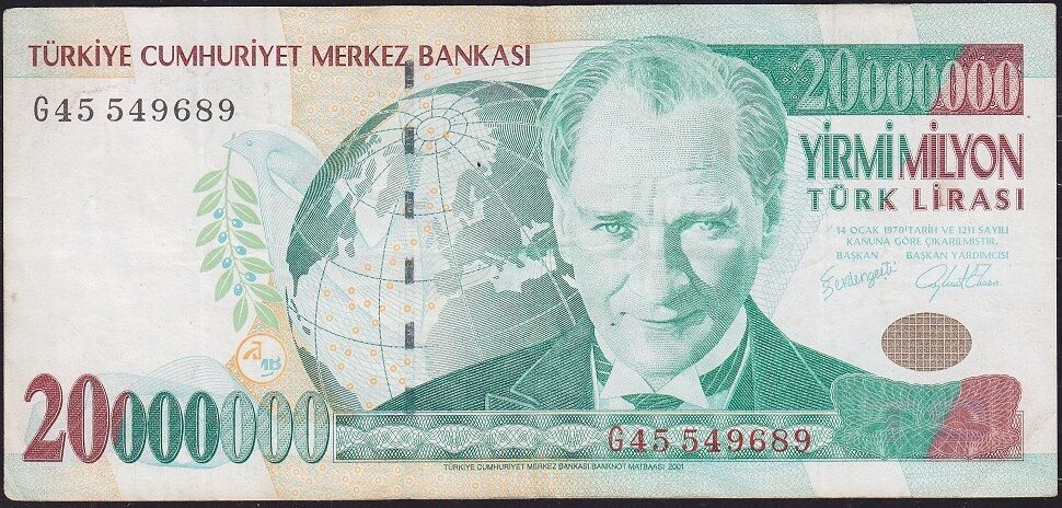 7.Emisyon 20 000 000 Lira G45 549689 Çok Temiz+