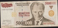 7.Emisyon 5 000 000 Lira I69 717740 Çok Temiz