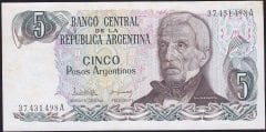 Arjantin 5 Pesos 1983 - 1984 Çilaltı ( Kat yok Leke var ) Pick 312a