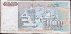 YUGOSLAVYA 500000 DİNAR 1993 TEMİZ + (ZA)