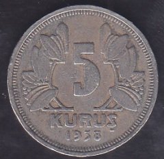 1938 Yılı 5 Kuruş Çok Temiz