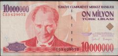 7.Emisyon 10 000 000 Lira C53 629072 Çok Temiz