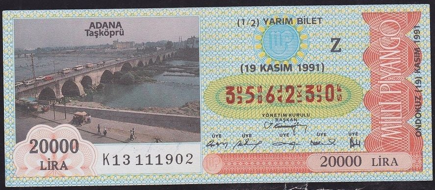 1991 19 Kasım Yarım Bilet - Z Serisi