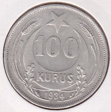 1934 Yılı 100 Kuruş Gümüş