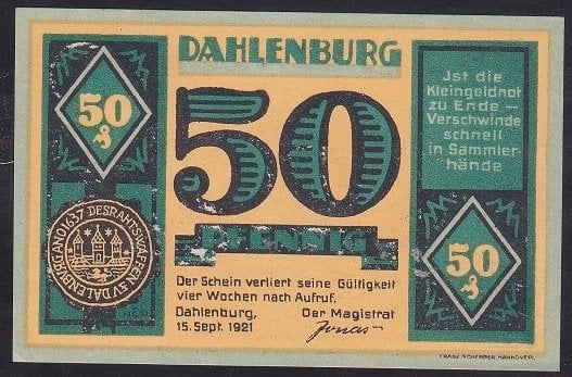 ALMANYA 50 PFENNİNG NOTGELD 1921 ÇİL